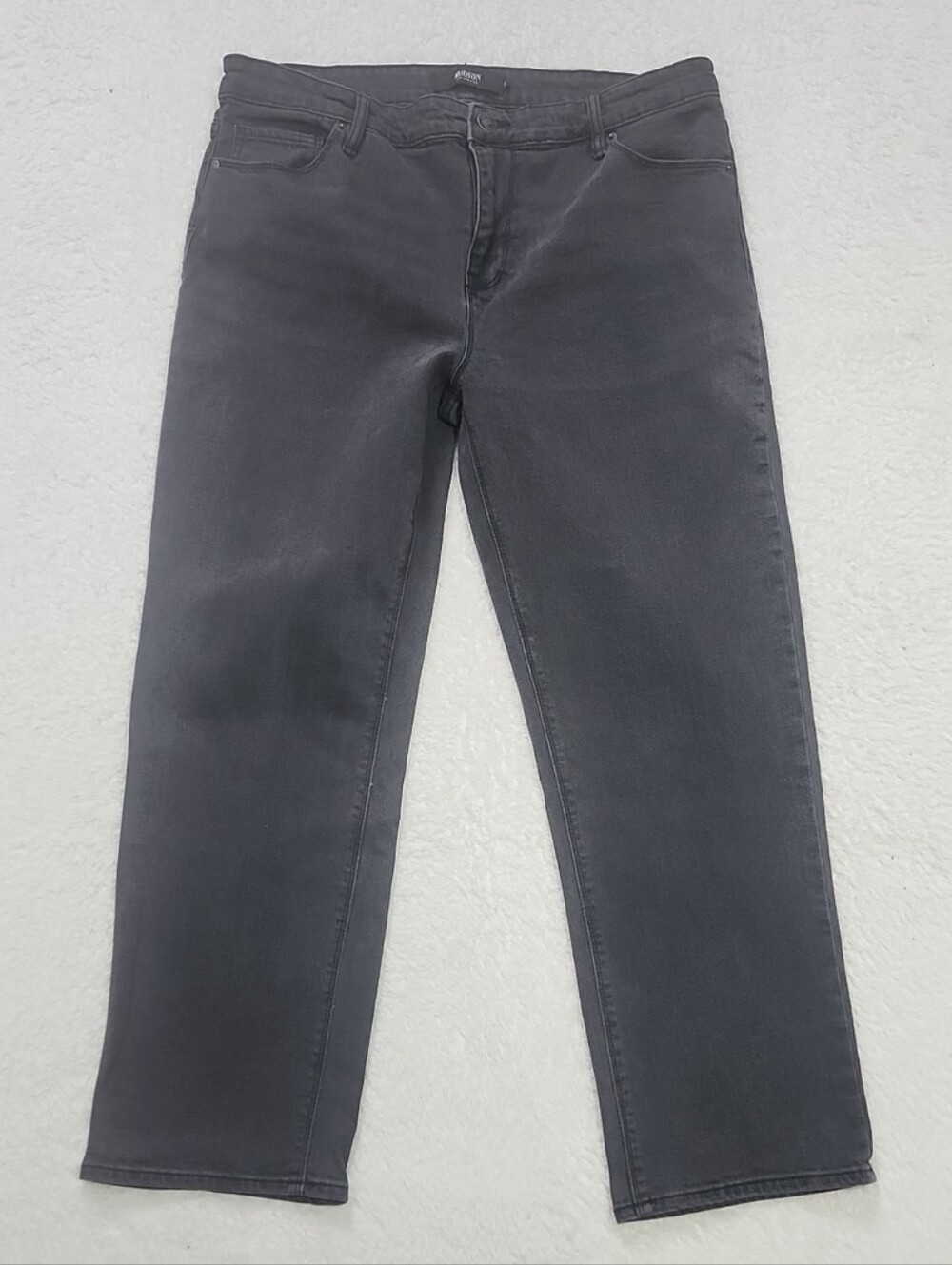 Hudson Straight Leg Jeans High Rise Stretch In Washed Black